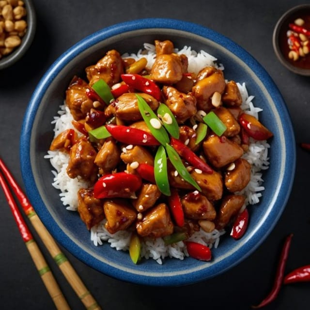 Vegetarian Tofu Rice Plate.