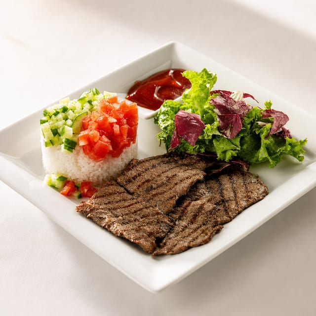 Steak Rice Plate.