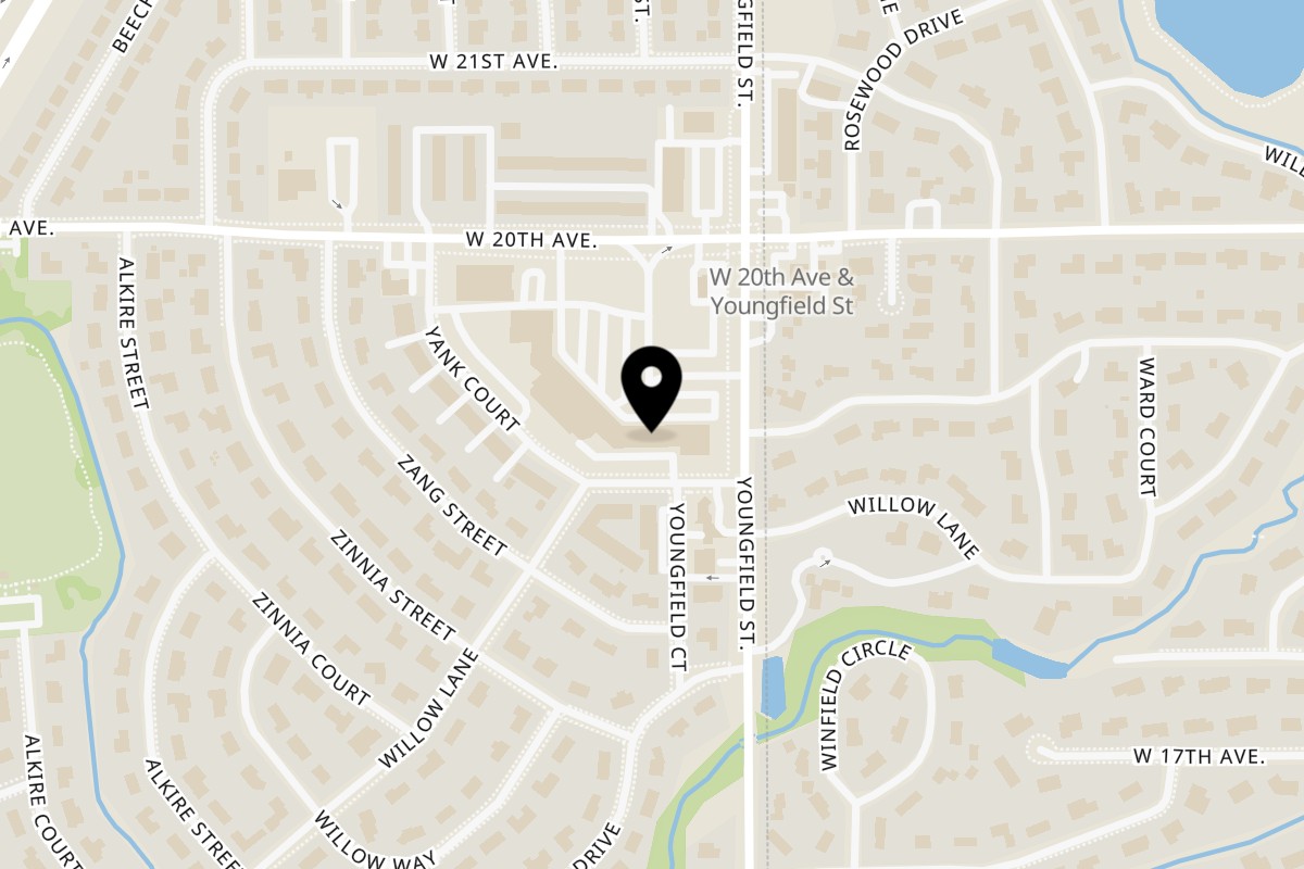 Map showing the location of Applewood Vietnamese Restaurant on 1901 Youngfield St #106 in Golden